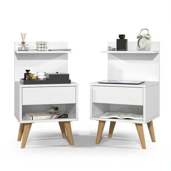 Kit com 2 Mesa de Cabeceira Retrô Com 1 Gaveta Sleep Decor